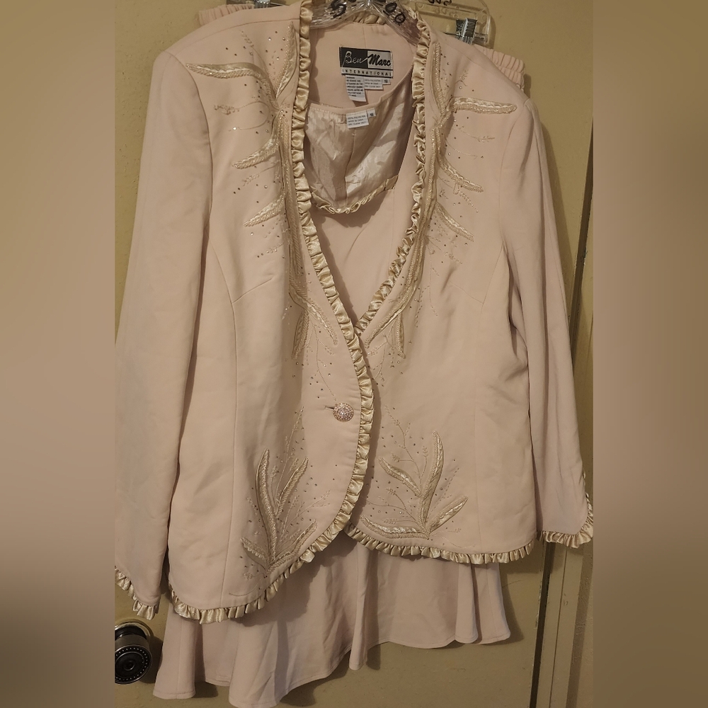 3pc Ben Marc Cream Skirt Suit Plus Size